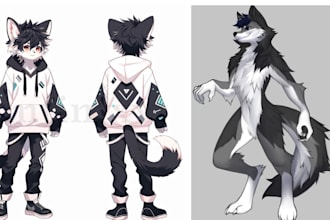 draw custom sfw furry art, fursona, and anthro reference sheets