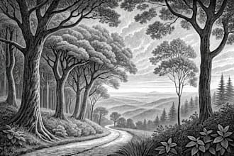 draw detailed vintage illustration with engraving style