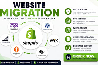 migrate transfer woocommerce, wordpress, wix, magento to shopify with SEO