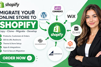 copy clone and migrate woocommerce wix ecwid store or magento to shopify website