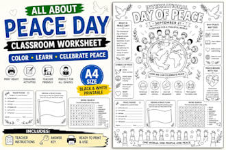 create engaging peace day worksheets for kids and teachers