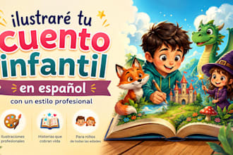 ilustraré tu cuento infantil en español con un estilo profesional