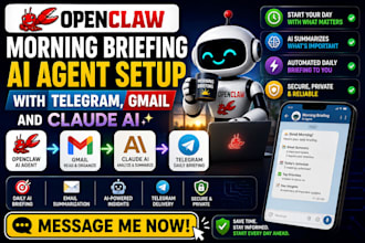 setup openclaw morning briefing ai agent with telegram bot, gmail and claude ai