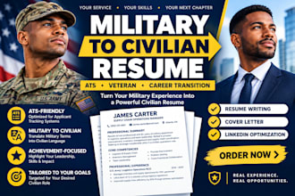 write an ats military to civilian resume for veterans and service members