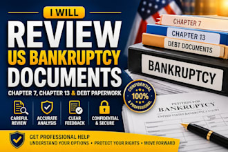 review US bankruptcy documents chapter 7 chapter 13 and debt paperwork