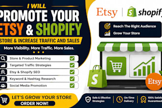 boost etsy and shopify sales with promotion, marketing, shoutout website traffic