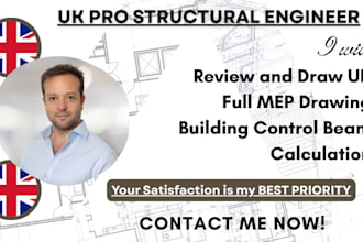 check and draw UK full mep drawing building control beam calculation