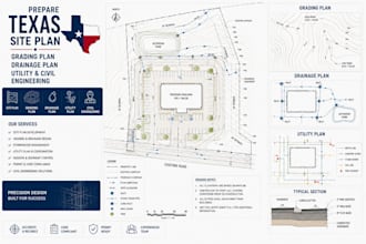 prepare texas site plan grading plan drainage plan utility and civil engineering