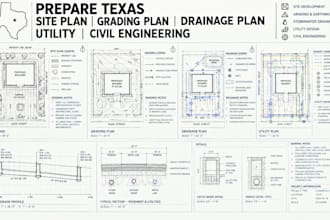 prepare texas site plan grading plan drainage plan utility and civil engineering