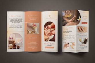 design spa brochure, massage menu, wellness booklet, salon service price list