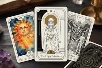 design custom tarot card game, styled tarot deck, spiritual card, oracle theme