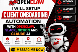 setup openclaw client onboarding automation with slack, notion and claude ai