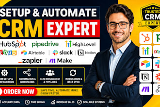 setup hubspot pipedrive gohighlevel zoho airtable slack notion zapier automation