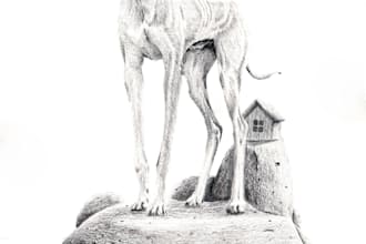 draw a detailed graphite pencil animal or surreal illustration