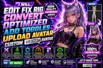 edit fix rig convert optimized add toggles upload avatar custom vrchat avatar