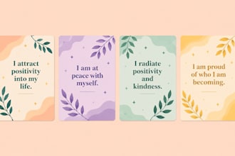 design affirmation card motivation card printable card deck with card box design
