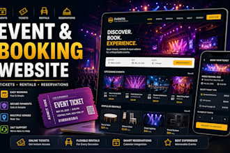 design event website, rental website,ticket website, event booking website