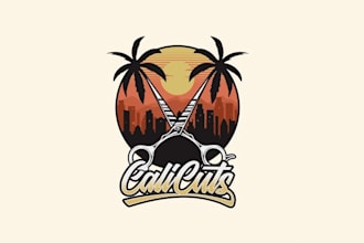 design california inspired barber shop logo