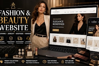 design fashion website, earing clothing store, boutique jewelry, makeup website