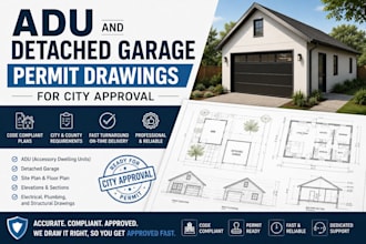 draft adu and detached garage permit drawings for city approval