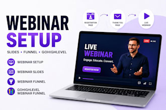 setup webinar, webinar funnel, slides and gohighlevel webinar