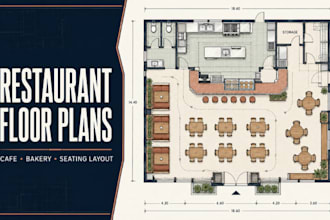 floor plan for restaurant, bakery, coffee shop and cafe seating layout drawing