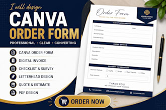 design canva order form, quotation form, menu price list, fillable form