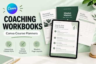 design custom coaching workbook layout and canva course planner