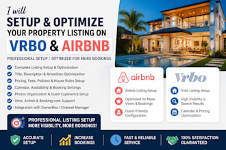 setup property listing to airbnb, hostaway and pricelap