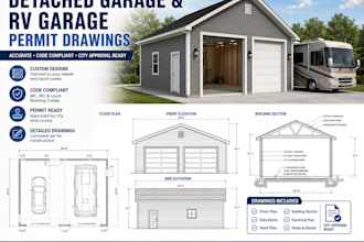 draw detached garage plans and rv garage permit drawings