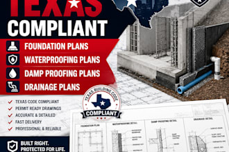 design texas compliant foundation waterproofing dampproofing and drainage plans