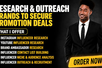 research instagram and youtube influencers for brand ambassador promotion deals