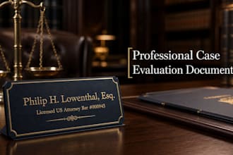 prepare a professional case evaluation document for your dispute