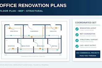 design USA office renovation, addition, mep, structural and floor plans