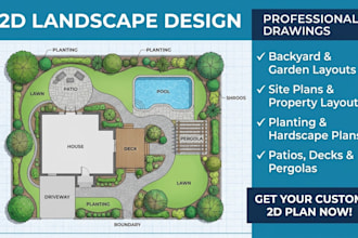 create 2d 3d landscape design for backyard garden design as landscape architect