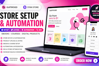 setup gumroad stan store automation ebook gumroad product listing course set seo