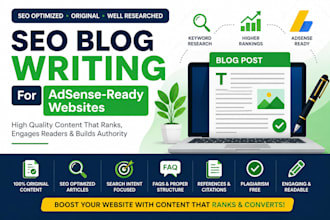 write SEO optimized articles for adsense ready websites