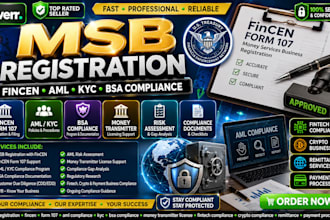 register your msb with fincen and prepare aml kyc compliance