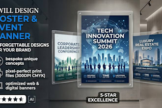 design eye catching poster and event banner for print or web