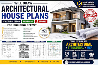 draw stamp architectural house plans structural design mep for building permit