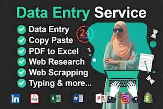 do accurate data entry, web research and excel data entry