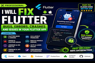 fix flutter bugs, flutter error, flutter flow debugging, fix issues flutter app