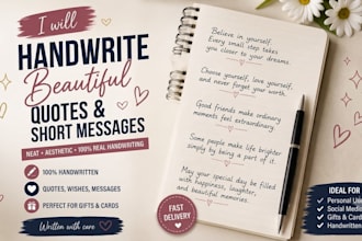 handwrite beautiful quotes, captions and short messages