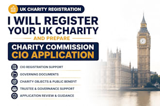 register your UK charity and prepare charity commission cio application