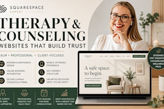build professional therapy website design or counseling website in squarespace