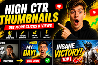 design high CTR professional youtube thumbnails that get clicks
