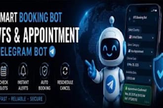 develop booking bot,vfs appointment bot, appointment bot,vfs bot, telegram bot