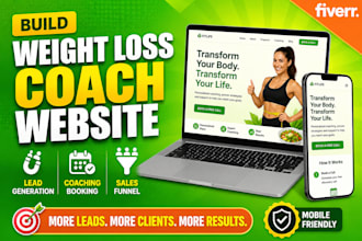 build weight loss coach website with lead generation coaching booking funnel