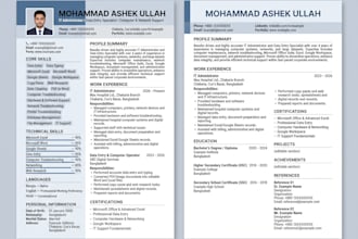 write, edit, and redesign professional resume, cv, and cover letter