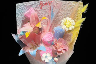 create a preserved flower bouquet inspired by your album cover or movie poster